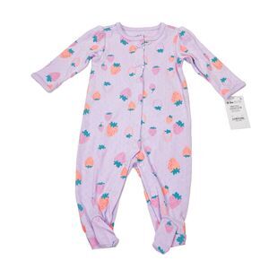 Child of Mine Girls Sleeper 0-3 m Purple Strawberry Footies Pajamas Baby NEW
